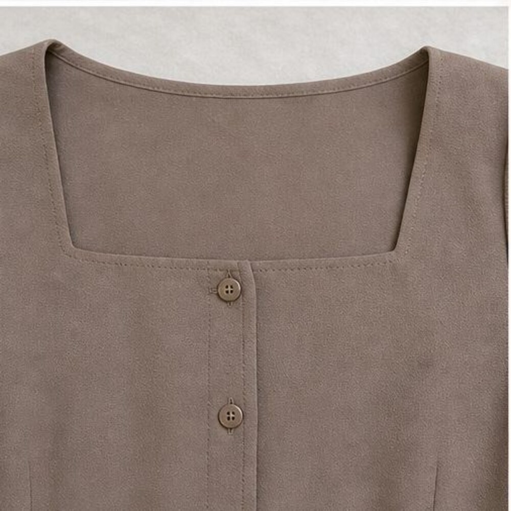 Taupe Ruffle Blouse - Picture 4 of 6